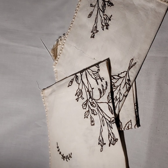 Handmade Embroidered Floral Table Runners Sofa Backs Set of Three - Picture 8 of 11